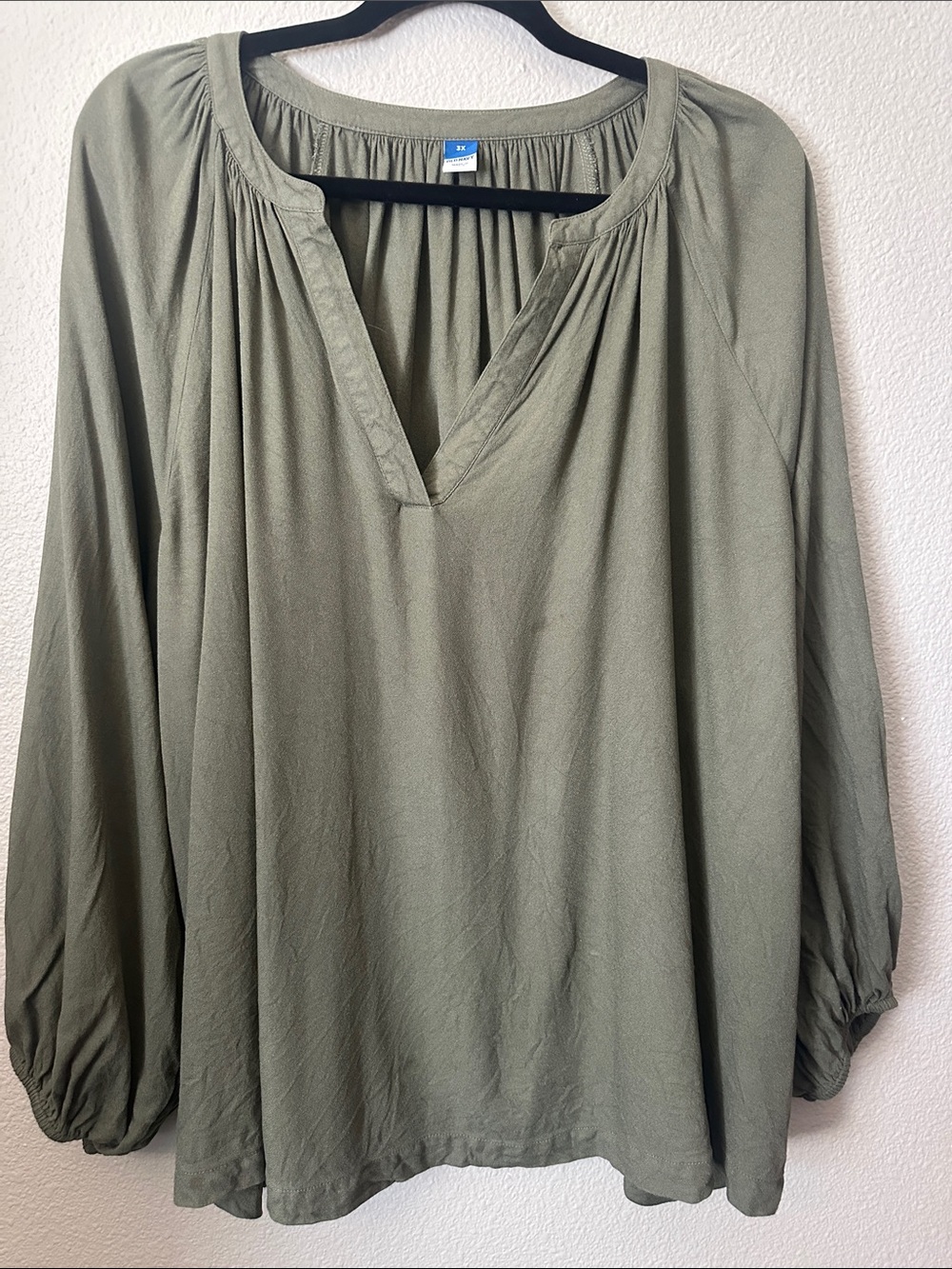 Old Navy 3X Olive Green V-Neck Peasant Tunic
